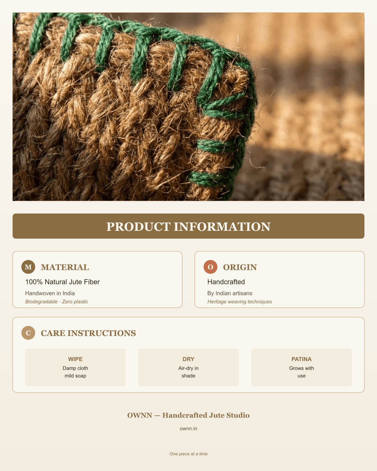 Green border jute doormat dimensions and details